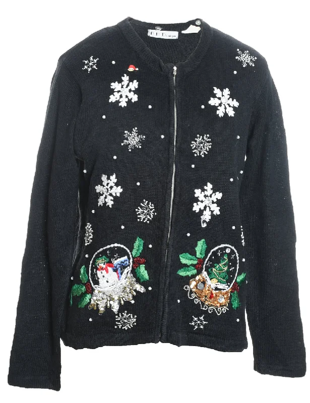 Snowfall Design Christmas Cardigan - S Polka Dot Checkered Tartan