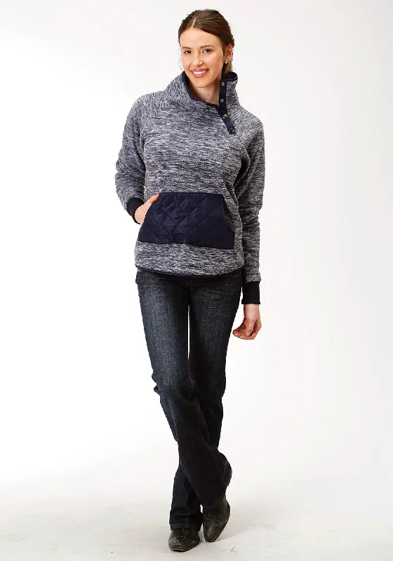 Roper Womens Navy Polyester Cationic Fleece Jacket Belted Jacket Elasticated Jacket Padded Jacket