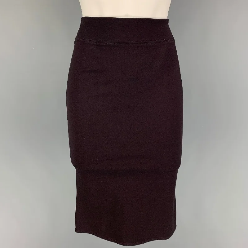 GUCCI Size M Eggplant Viscose Blend Fitted Skirt wool skirt warm