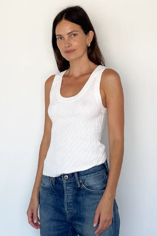 Cashmere Cotton Pointelle Tank rhinestone tank top