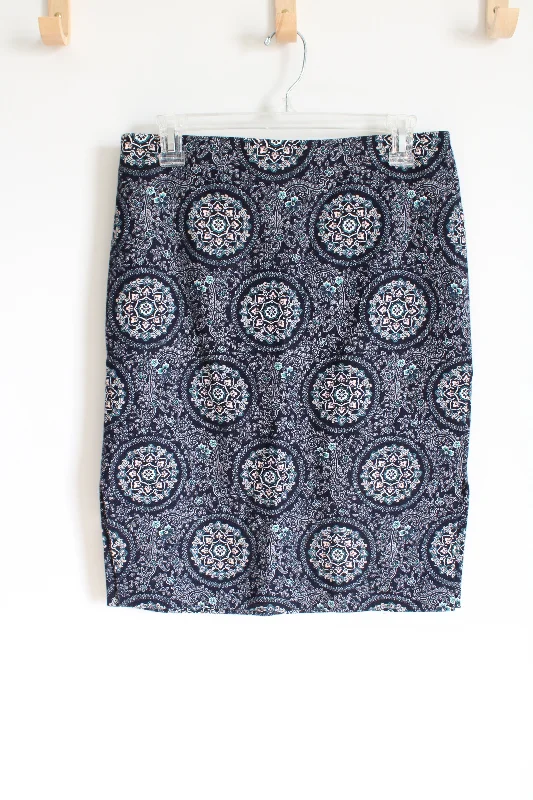 LOFT Navy Blue Patterned Skirt | 6 mini skirt trendy