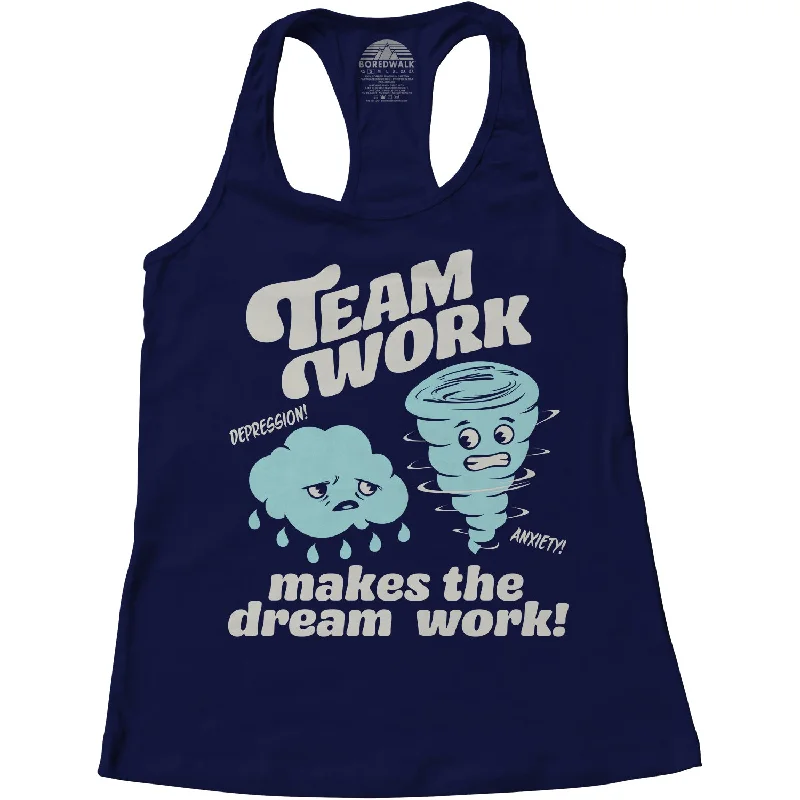 Women's Team Work Makes the Dream Work Racerback Tank Top floral tank top