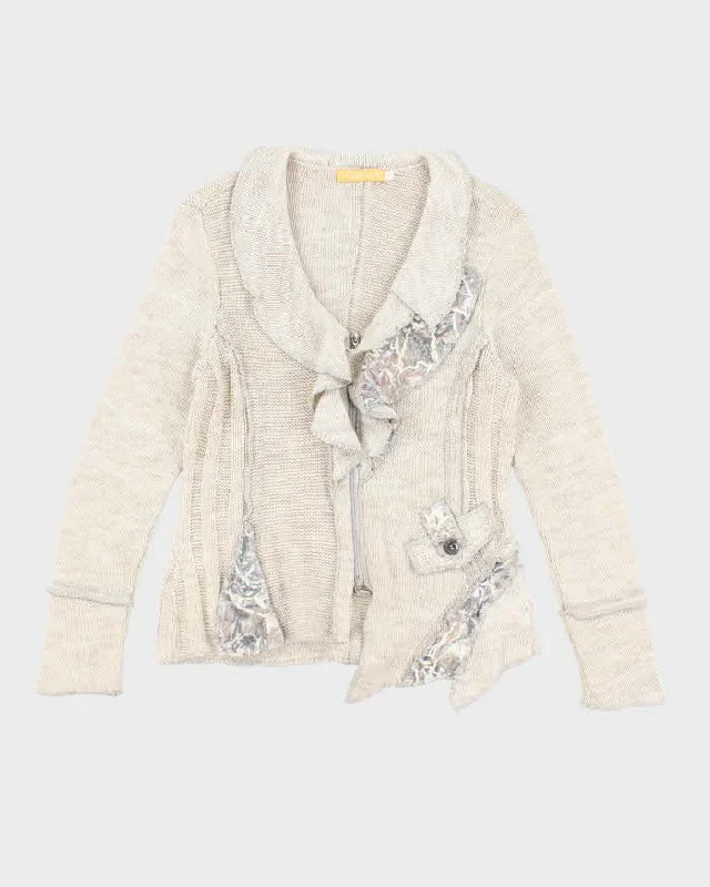 Vintage Y2k 00s Crisca Wool & Mohair Blend Cardigan - M Patchwork Embroidered Appliqued