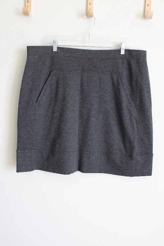 Avenue Gray Stretch Mini Skirt | 18/20 ribbed skirt waist