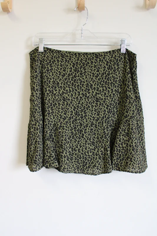 Trixxi Green Leopard Print Chiffon Mini Skirt | XL corduroy skirt durable