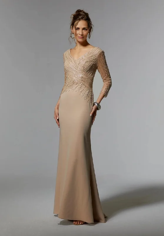 Champagne Sheath Sequins V-Neck Mother of the Bride Dresse Wedding Guest Party Dresses A-Line Day Work