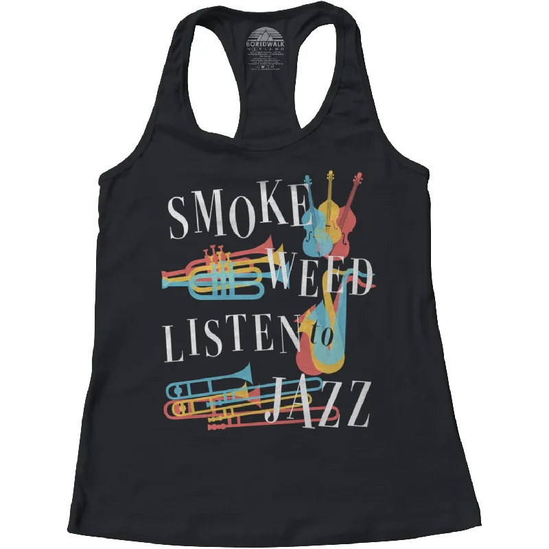 Women's Smoke Weed Listen to Jazz Racerback Tank Top fitness tank top