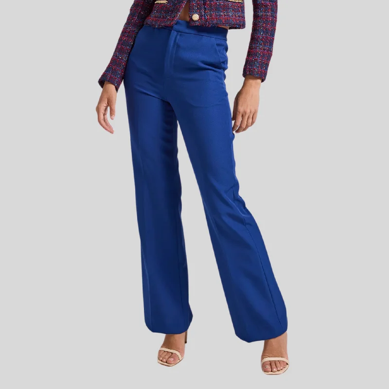 Flared Crepe Pants - Navy Cozy Fitted Pants