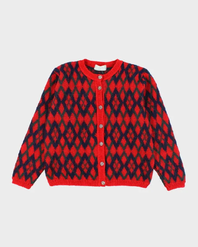 Vintage Edinburgh Heritage Moahir Blend Cardigan - M Iron Safe Non-Iron Wrinkle Free