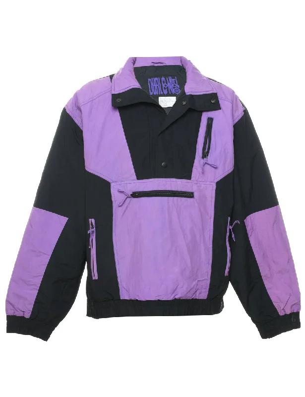 Two Tone Ski Jacket - L Snapped Jacket Toggled Jacket Drawstring Jacket