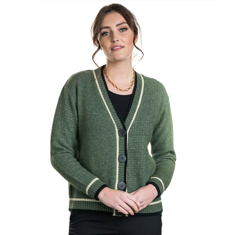 Premium Possum and Merino Wool - V Neck Cardigan Neon metallic Matte
