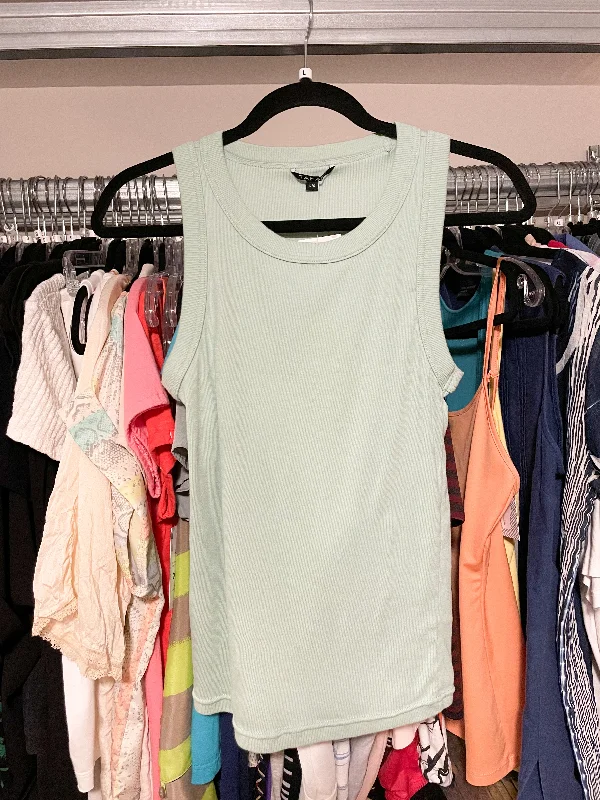 Tahari Sage Green Cotton Tank Top - Large modal blend tank