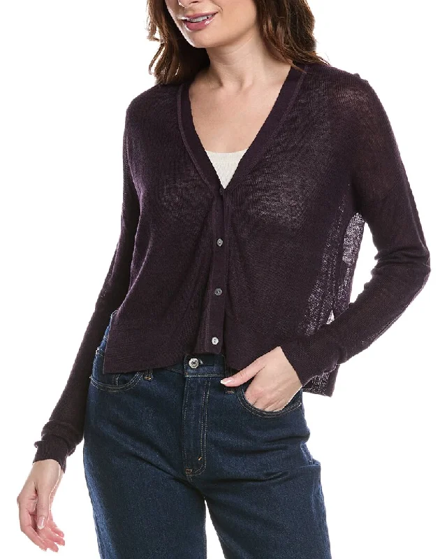 Theory Hanelee Linen-Blend Cardigan Faux Fur Fabric Real Fur Fabric Shearling Fabric