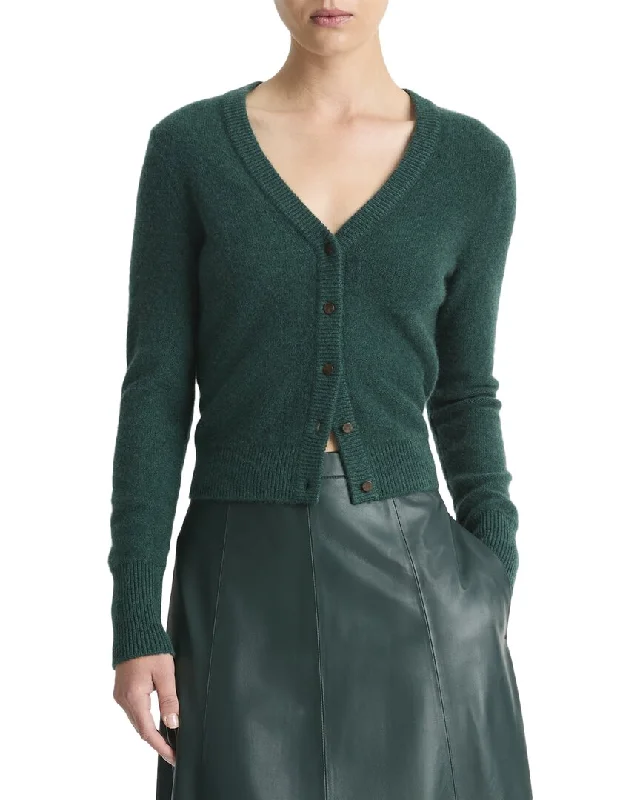 Vince Boiled Button Cashmere Cardigan Notch Collar Peter Pan Collar Cowl Neck