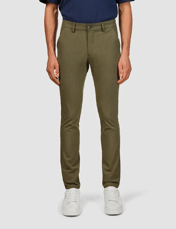 Essential Pants Slim Remote Green Melange Soft Stretch Pants