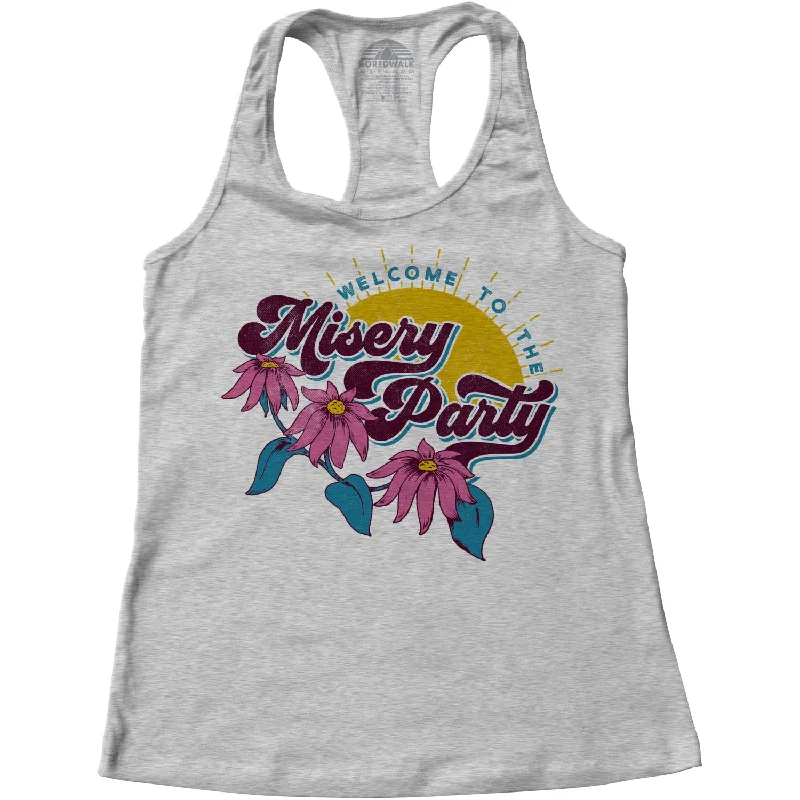 Women's Welcome To The Misery Party Racerback Tank Top lemon yellow tank