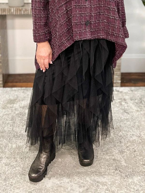 Mesh Skirt, Black Ruffle lace skirt intricate