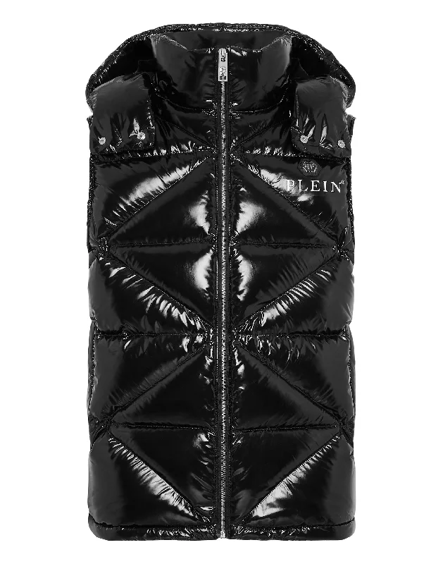 Sleeveless Jacket Hexagon Faux Fur Jacket Real Fur Jacket Shearling Jacket