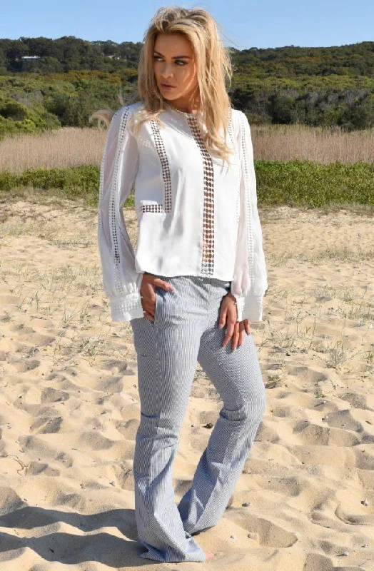 Sultan Stripe Flare Pants Relaxed Linen Pants