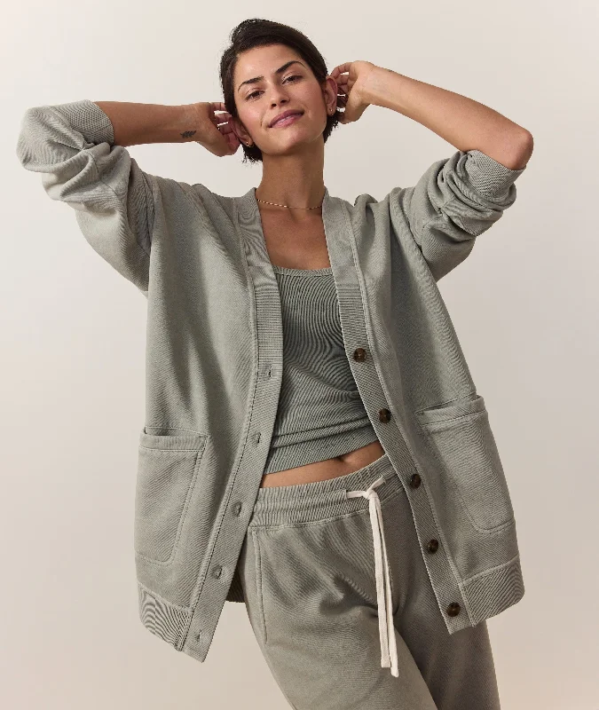 Cloud 9 Fleece Cardigan Patchwork Embroidered Appliqued