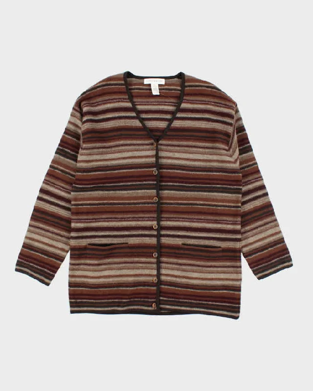 Vintage 90s Jones New York Stripe Wool Cardigan - M Fitted Slim Tailored