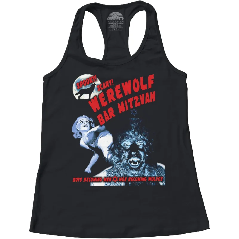 Women's Werewolf Bar Mitzvah Racerback Tank Top graphic tank top