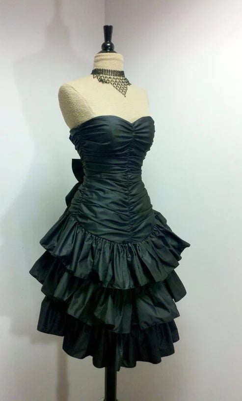 Black Vintage Short Party Dress Strapless Ruffles Homecoming Dress, MD7898 Tunics Recommended stylist