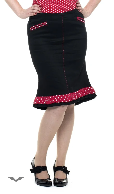 Queen of Darkness - Black Skirt with Polka Dots wool skirt sturdy