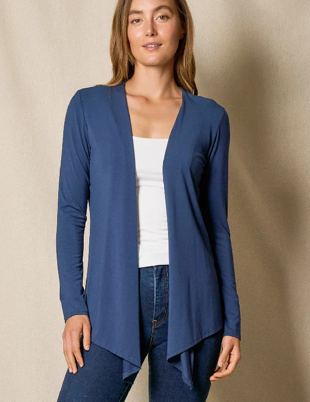 Bamboo Open Front Jacket - Navy Cotton Jacket Linen Jacket Terry Jacket