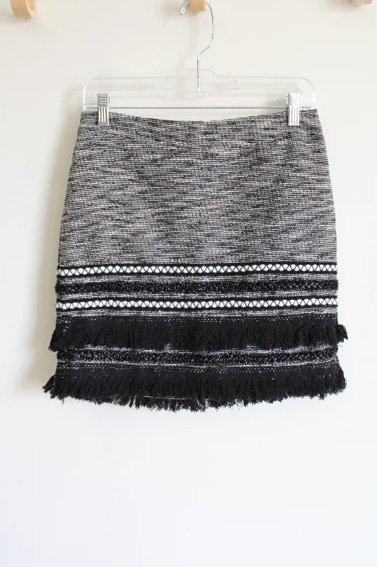 H&M Black White Tassel Detail Skirt | 8 modal blend skirt