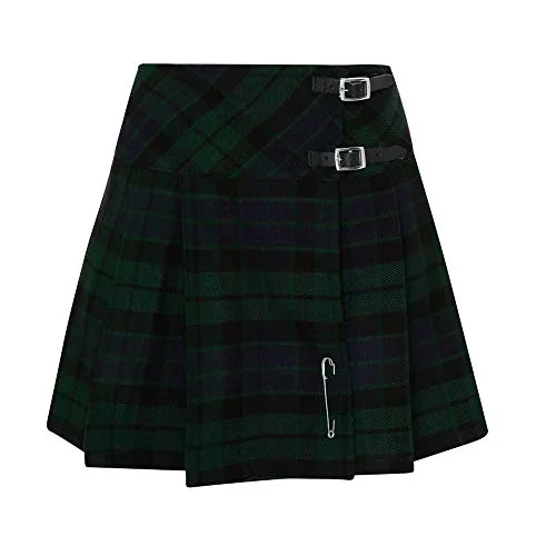 Tartanista MacKay 16.5 Inch Kilt Skirt - Antique Buchanan Tartan, Size 12 UK, Hipster Fit, Above The Knee Length asymmetrical skirt cut