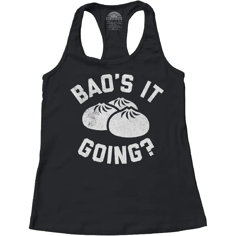 Women's Bao's It Going Dim Sum Racerback Tank Top sheer tank top