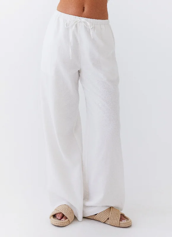 Fresh Face Linen Pants - White Comfortable Wide-Leg Pants