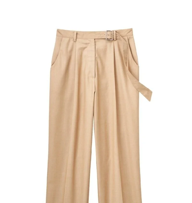 High Waist Slacks Pants/Beige Casual Plaid Pants