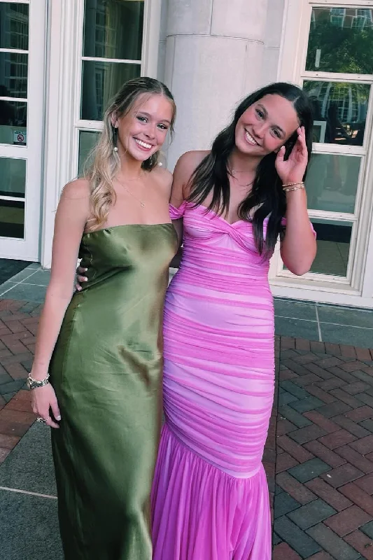 Off the Shoulder Pink Sheath Long Party Dress Tunics Favorite customer