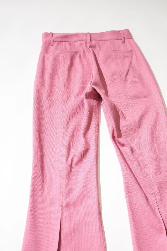 Tucked Flared Color Pants (Pink) Relaxed High-Waist Trousers