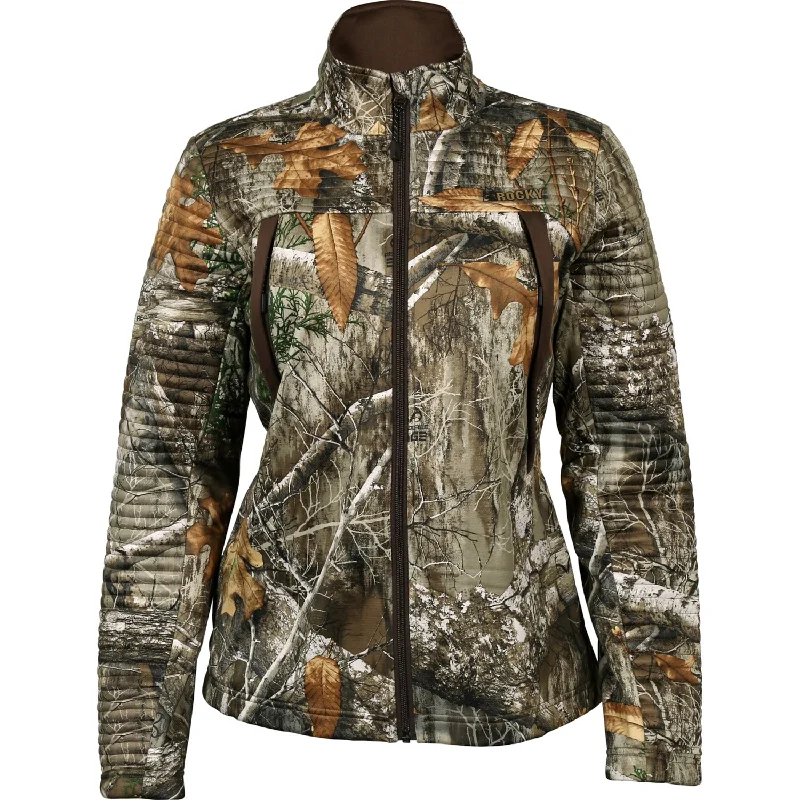 Rocky Womens Outdoor Stratum Realtree Edge Synthetic Softshell Jacket Nylon Fabric Polyester Fabric Spandex Fabric