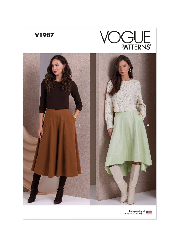 Voguepattern V1987 Misses' Skirt/Pants Fashionable Button-Up Pants