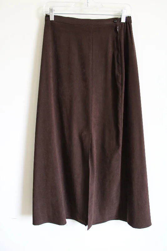 Vintage First Option Brown Sueded Maxi Skirt | 8 relaxed fit skirt