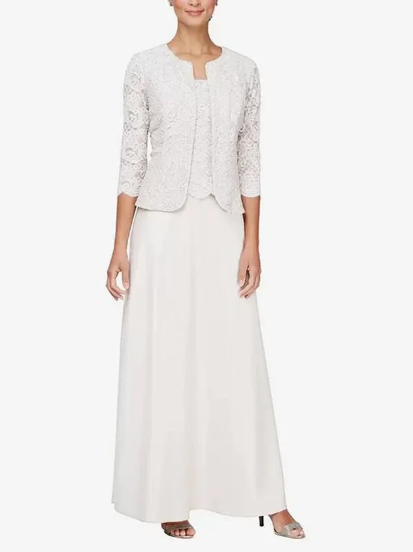 Square Neck Long Sleeves A-Line Lace Mother of the Bride Dresse Wedding Guest Party Dresses Pleated Skirt Elegant
