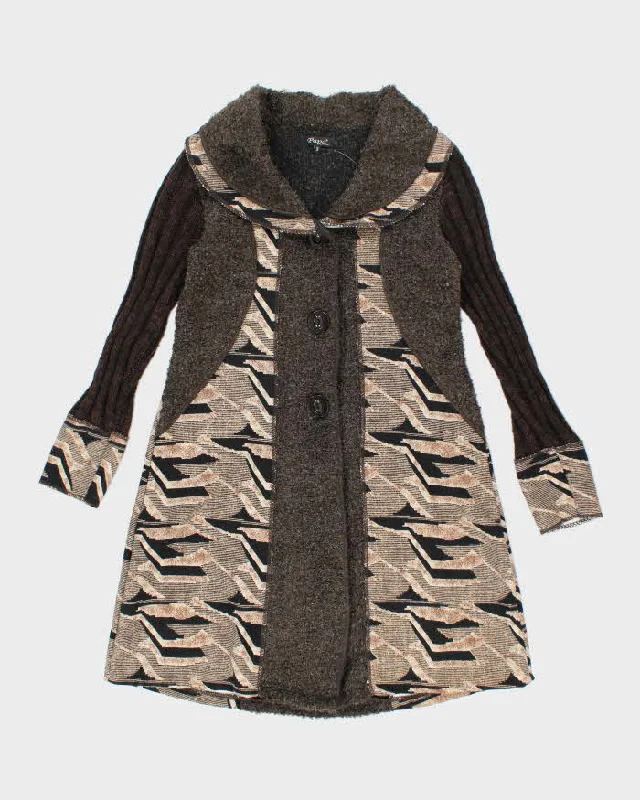 Vintage Y2k 00s Papa Long Wool Blend Cardigan - S Zippered Front Buttoned Front Snap Front Vintage Y2k 00s Papa Long Wool Blend Cardigan - S Zippered Front Buttoned Front Snap Front
