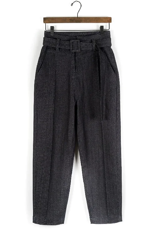 Tapered Pants with Belt Classic Cropped Pants