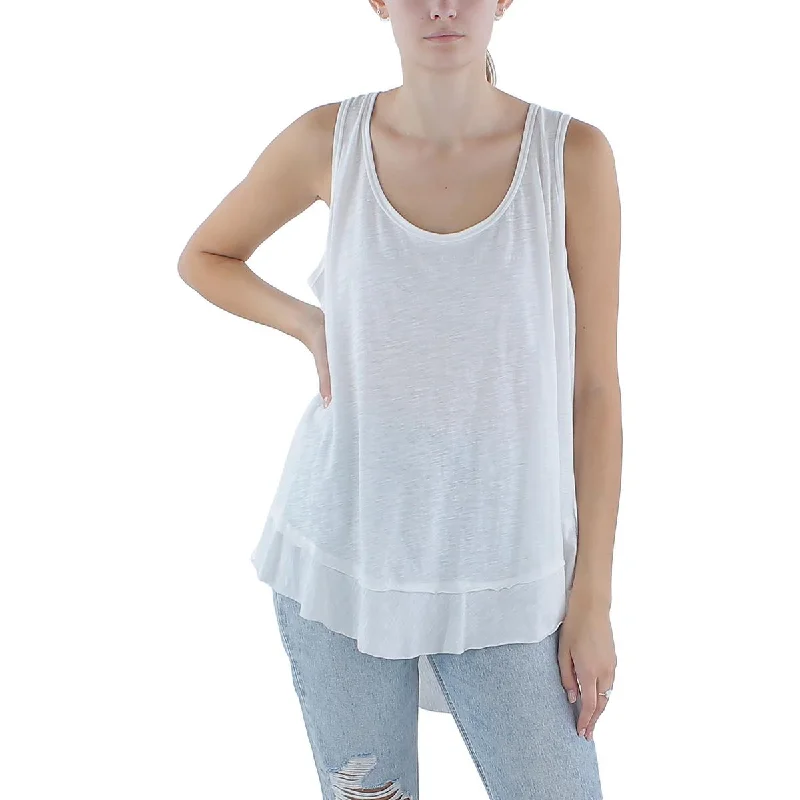 Black Tape_ Womens Raw Hem Cotton Tank Top baby blue tank