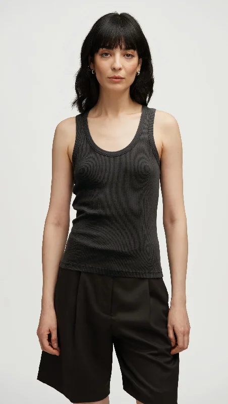 Ribbed Tank in Cotton Elastane | Smoke stylish tank top