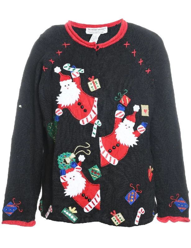 Santa Claus Christmas Cardigan - S Real Fur Shearling Chenille
