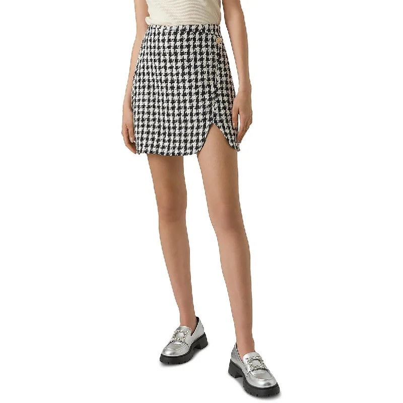 Vero Moda Womens Tweed High Rise Mini Skirt linen skirt natural