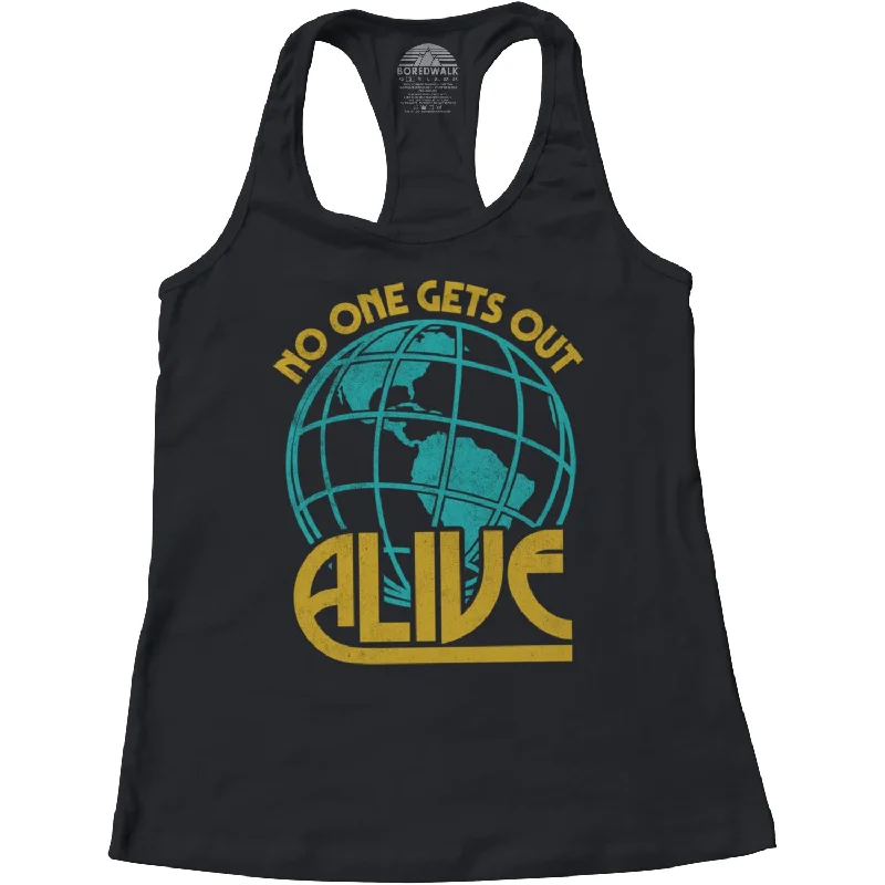 Women's No One Gets Out Alive Racerback Tank Top activewear tank top