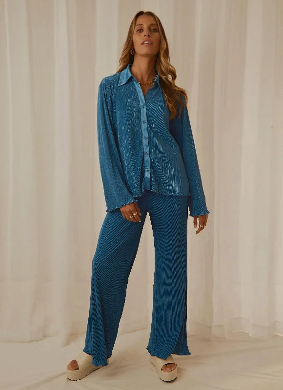 90s Muse Pants - Cobalt Relaxed Linen Pants