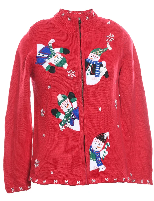 Snowman Christmas Cardigan - M Stylish Fashionable Trendy