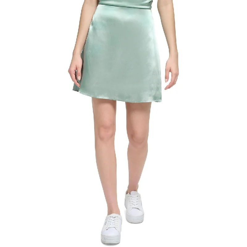 Calvin Klein Womens Satin Short Mini Skirt pleated skirt texture